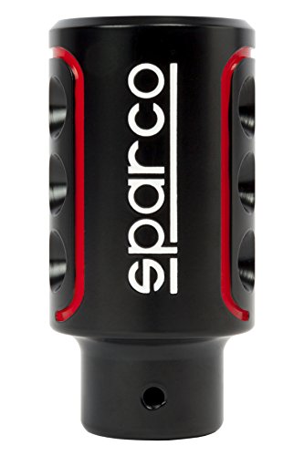 Sparco SPC0103 Pomo de Cambio de Marcha para Coche Racing Color Logo Universal, Negro/Rojo