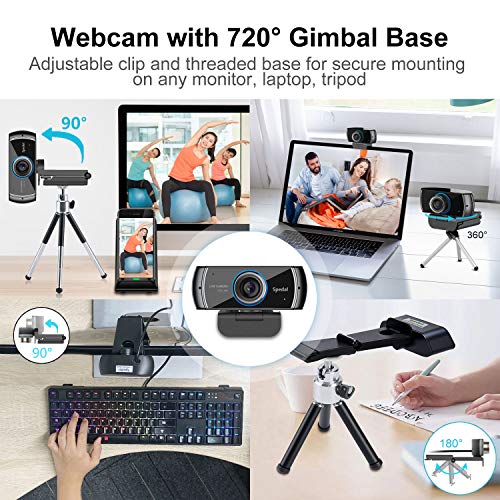 Spedal Full HD Webcam 1080p, Streaming Cámara Web con Micrófono, USB Webcam para Xbox OBS XSplit Skype Facebook, Compatible con Mac OS Windows 10/8/7