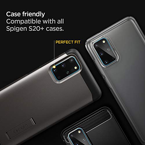 Spigen, 2 Pack, Cámara Lente Protector Pantalla Samsung Galaxy S20 Plus, Cobertura Completa, Compatible con Las Fundas, Dureza 9H, Protector Cámara Samsung Galaxy S20 Plus (AGL00905)