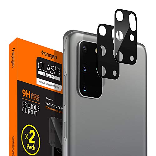 Spigen, 2 Pack, Cámara Lente Protector Pantalla Samsung Galaxy S20 Plus, Cobertura Completa, Compatible con Las Fundas, Dureza 9H, Protector Cámara Samsung Galaxy S20 Plus (AGL00905)