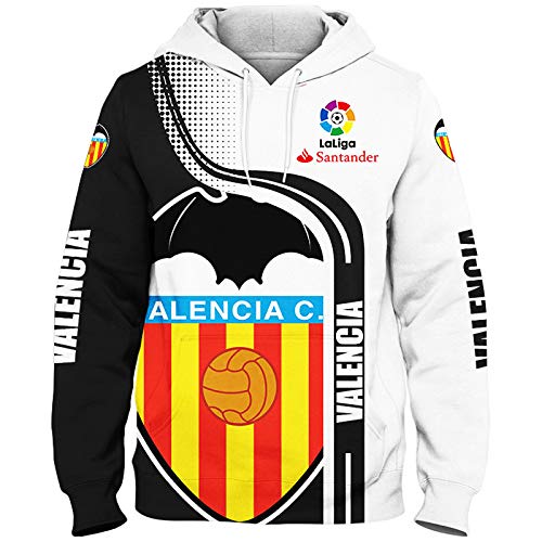 SPONYBTS 3D Completo Impresión Sudaderas con Capucha,Chaqueta,Camiseta,Pantalones Valencia-Cf Hombres Ligero Camisa de Entrenamiento Unisexo Casual Fútbol Americano Ropa Deportiva A
