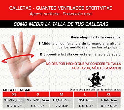 Sportvitae Calleras Crossfit Weightlifting Gloves Guantes de Gimnasio Ventilados Agarres de Mano Protector de Manos Hand Grips Gimnasio Ejercicio Entrenamiento Fitness. para Hombre y Mujer