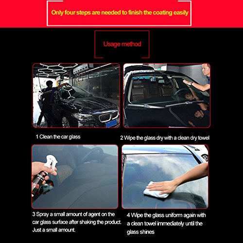 Spray anti-lluvia para coche delantero coche parabrisas anti-lluvia agente repelente espejo retrovisor (con una toalla, 120ml)