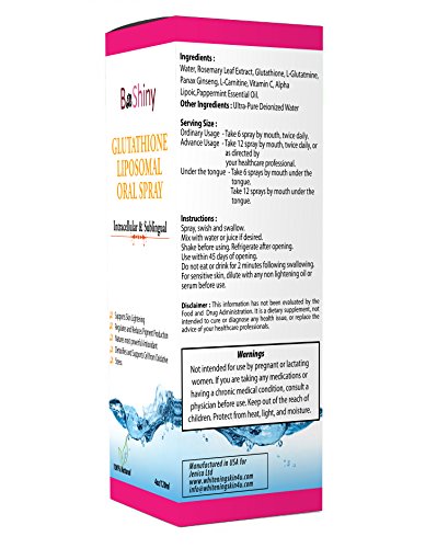 Spray blanqueador de la piel con glutatión: antioxidante para ayudar a la salud y desintoxicación del hígado: 120 ml de glutatión reducido celular sublingual avanzado, vitamina C y alfa lipoico