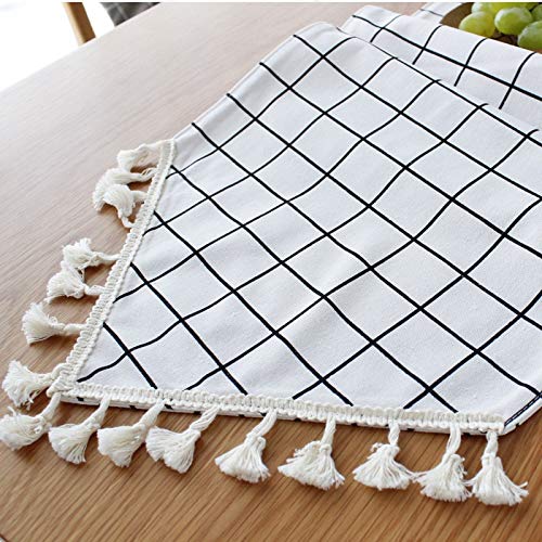 Squisito runner da tavolo Camino de mesa algodón decorativo ropa de mesa Mantel decoración con dibujos Mantelería per feste, ristoranti e attività all'aperto ( Color : White square , Size : 30X180cm )