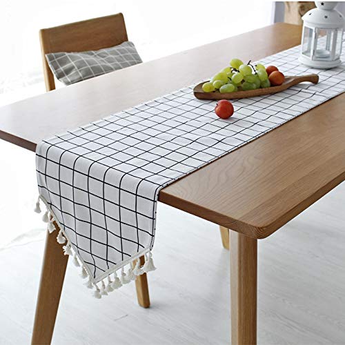 Squisito runner da tavolo Camino de mesa algodón decorativo ropa de mesa Mantel decoración con dibujos Mantelería per feste, ristoranti e attività all'aperto ( Color : White square , Size : 30X180cm )