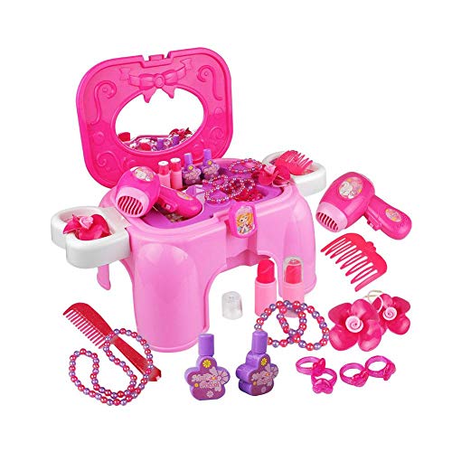 starter Juego De Maquillaje De Princesa - Caja De Maquillaje De Princesa Tocador Pretender Juego De Mesa De Vestir Little Girl Princess Fashion Toy Juego De Juguete De Maquillaje Para Niños
