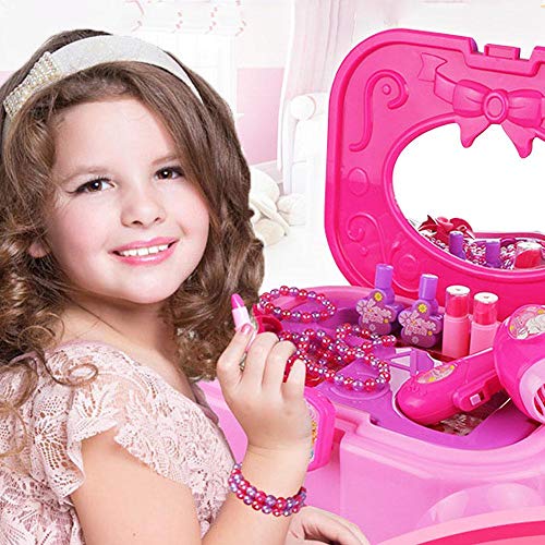 starter Juego De Maquillaje De Princesa - Caja De Maquillaje De Princesa Tocador Pretender Juego De Mesa De Vestir Little Girl Princess Fashion Toy Juego De Juguete De Maquillaje Para Niños