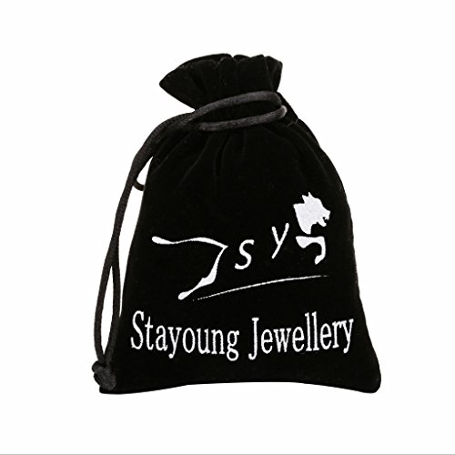 Stayoung Jewellery Moda Unisex Acero Inoxidable Cuero Trenzado Pulsera Brazalete Trébol de Cuatro Hojas, Rojo
