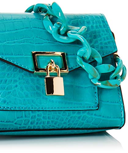 steve madden - Bolso Tiffany para mujer, estampado de coco, piel sintética, color celeste, 18 x 14 x 7,5 cm