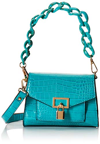 steve madden - Bolso Tiffany para mujer, estampado de coco, piel sintética, color celeste, 18 x 14 x 7,5 cm