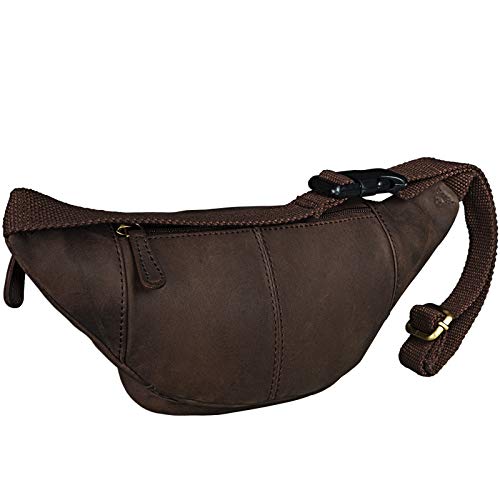STILORD 'Eliah' Riñonera o Bolsa de Cuero Vintage Bolso de Cintura Cadera o cinturón para Hombre y Mujer para Deportes Running Fiestas Ocio o Aire Libre, Color:marrón Oscuro - Opaco