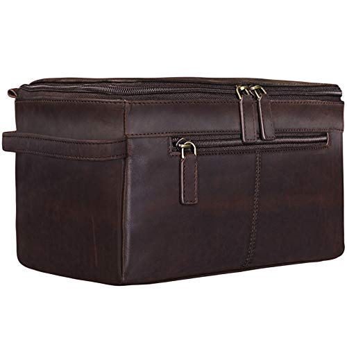 STILORD 'Mona' Bolsa de Maquillaje para Mujeres Hacer Neceser marrón XL Grande Bolsa de Lavado de Piel Cuero auténtico Vintage Design marrón Cognac, Color:marrón - Caoba