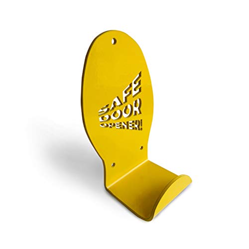 STOMP & PULL Abrepuertas Manos Libres, Sin Contacto, Higiénico, Instalación Fácil, Funciona con el Pie, Forma Suela Zapato, Acero Pintado Amarillo