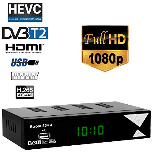 Strom 504 Decodificador Digital Terrestre – TDT / DVB T2 / Full HD / HDMI / Receptor TV / USB / H.265 HEVC / TDT Television / DVB-T2 / 4K