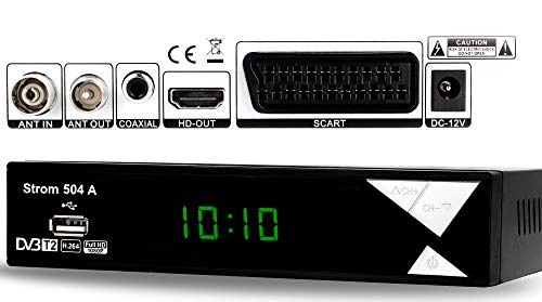 Strom 504 Decodificador Digital Terrestre – TDT / DVB T2 / Full HD / HDMI / Receptor TV / USB / H.265 HEVC / TDT Television / DVB-T2 / 4K
