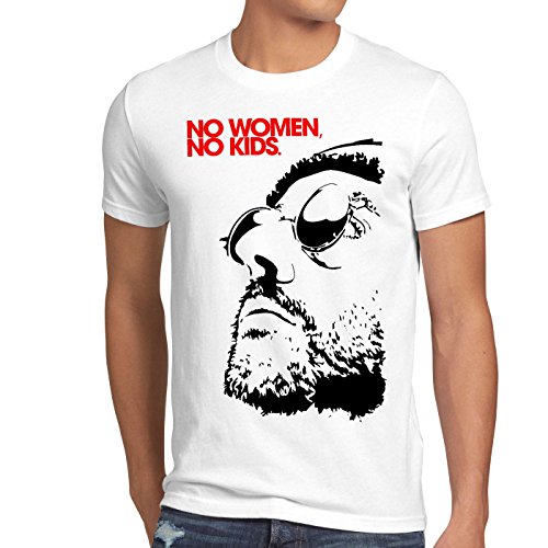 style3 No Women, No Kids Camiseta para Hombre T-Shirt el Profesional Léon, Talla:L, Color:Blanco