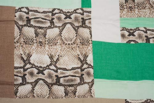 styleBREAKER chal de mujer con motivo estampado de serpiente, superficie de color «color blocking» y deshilachados, pañuelo 01016177, color:Verde-Menta