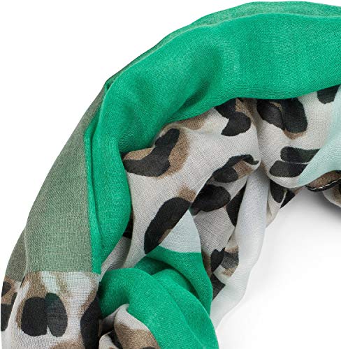 styleBREAKER fular de tubo de mujer con motivo estampado de leopardo y superficies de color «color blocking», fular de tubo, pañuelo 01016182, color:Verde-Menta