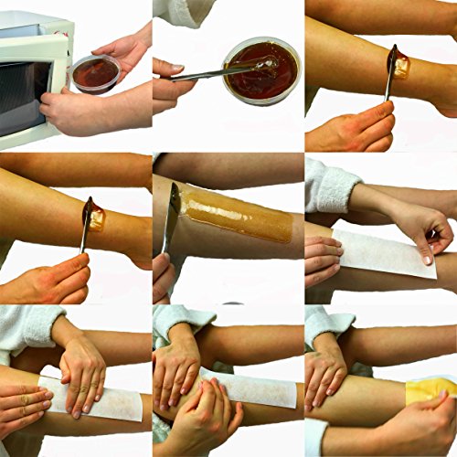 Süß Wax - Cera caliente para depilación, 400 g, fabricada con azúcar, miel y limón, incluye 100 bandas de fieltro 100% natural