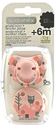 Suavinex - Chupete Anatómico Látex 6M+ + Broche Pinza Niña