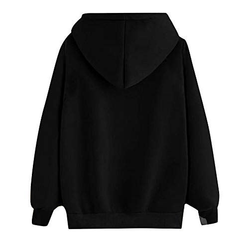 Sudadera con capucha de manga larga para mujer, estampado de labios y labios de color arcoíris Negro Negro ( M
