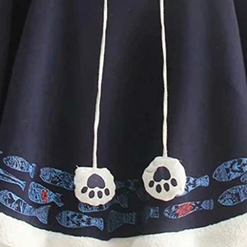 Sudaderas Cortas Chica Adolescente, K-Youth Kawaii Gato Bola de Pelo Capa Sudaderas Cortas Niñas con Capucha Sudadera Mujer Tumblr Invierno Ropa de Mujer Sudadera con Capucha para Mujer (Azul, M)