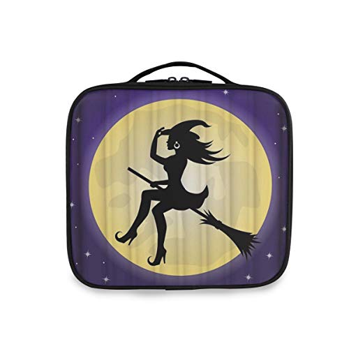 SUGARHE Bruja Divertida Halloween Ghost Moon Fly Sky Escoba,Neceser Maquillaje,Bolsa Cosméticos Organizador Brochas Maquillaje Estuches Portátil