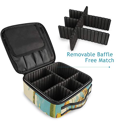 SUGARHE Panorama histórico de la Acuarela árabe de Qatar Qatar Avant Garde con Trazos de Pincel,Neceser Maquillaje,Bolsa Cosméticos Organizador Brochas Maquillaje Estuches Portátil