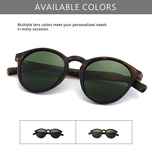 SUNGAIT Classic Gafas de sol Hombre polarizadas redondas Retro Vintage Style UV400 Ámbar/Verde K166