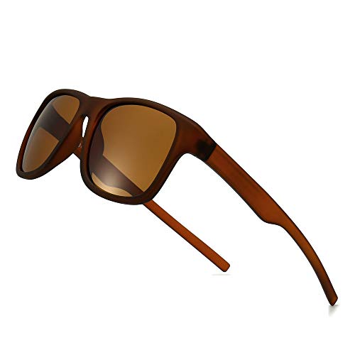 SUNGAIT Gafas de sol polarizadas Hombre Retro 100% protección UVA conducción Matte Marrón/Marrón K142CKC
