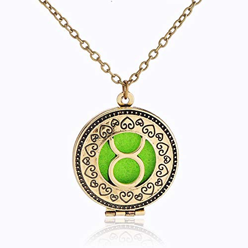 SUNMM 12 Constellation Bronze Plating Logo Dispersor De Aceites Esenciales Perfume Collar Largo Collar Colgante para Mujer, Ar0142