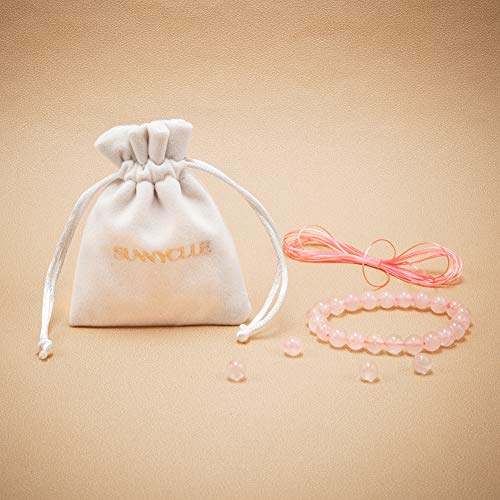 SUNNYCLUE Natural auténtica Piedras Preciosas Perlas de Cuarzo Rosa Pulsera elástica Cuentas Redondas de 8 mm de Alrededor de 7"Unisex