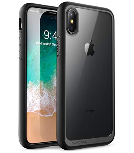SupCase Funda iPhone X / XS [Unicorn Beetle Style] Transparente Delgada Carcasa para iPhone XS 5.8 Pulgadas Negro