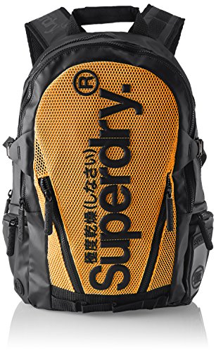 Superdry - Meshtarpbackpack, Mochilas Hombre, Multicolor (Black/Orange), 34x45x14 cm (W x H L)