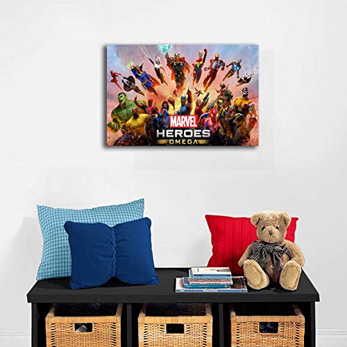 Superhero Avengers Character Collection Modern Canvas Print Artwork Printed on Canvas Wall Art for Home Office Decorations 24"x18", Stretched and Ready to Hang