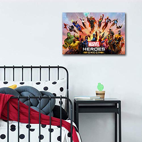 Superhero Avengers Character Collection Modern Canvas Print Artwork Printed on Canvas Wall Art for Home Office Decorations 24"x18", Stretched and Ready to Hang