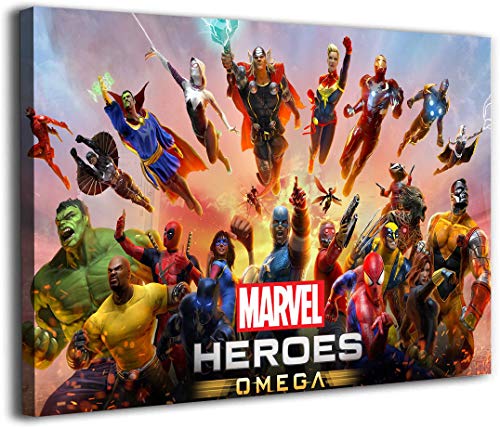 Superhero Avengers Character Collection Modern Canvas Print Artwork Printed on Canvas Wall Art for Home Office Decorations 24"x18", Stretched and Ready to Hang