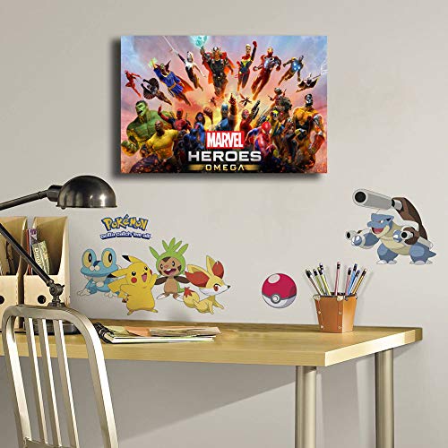 Superhero Avengers Character Collection Modern Canvas Print Artwork Printed on Canvas Wall Art for Home Office Decorations 24"x18", Stretched and Ready to Hang