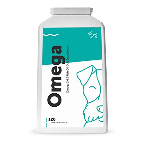 Suplementos para Perros Complejo Natural de Omega 3, 6 y 9 – Aceite de Pescado para la Piel y Pelaje Brillante – Mejora Articulaciones, Defensas y Bienestar – 120 Omega 3 Cápsulas para Perros de Gel