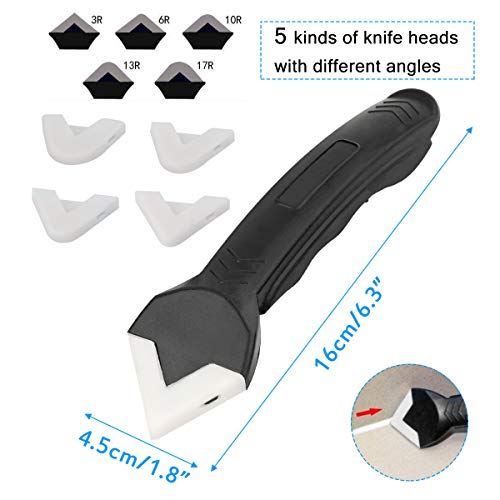 Surplex Rascador de silicona 3 en 1, kit de herramienta de rascador de silicona con 4 almohadillas reemplazables sellador herramienta para moldear el baño o la cocina