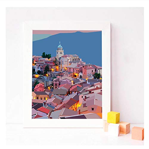 Suuyar Póster De España, Impresiones Artísticas De Pared, Ilustraciones Coloridas, Póster De Aragón, Lienzo Artístico De Teruel, Pintura, Decoración De Pared De Guardería Española, 50X70Cm Sin Marco