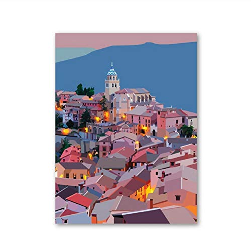 Suuyar Póster De España, Impresiones Artísticas De Pared, Ilustraciones Coloridas, Póster De Aragón, Lienzo Artístico De Teruel, Pintura, Decoración De Pared De Guardería Española, 50X70Cm Sin Marco