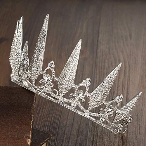 SWEETV Baroque Bridal Tiara para Mujeres, Tiaras Y Tiaras Y Coronas de Plata, Accesorios para Fiestas de Disfraces para El Baile de Cumpleaños de Halloween