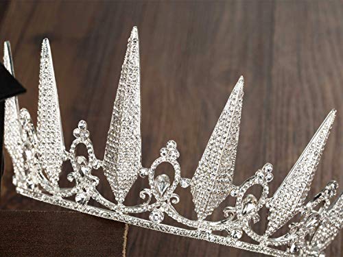 SWEETV Baroque Bridal Tiara para Mujeres, Tiaras Y Tiaras Y Coronas de Plata, Accesorios para Fiestas de Disfraces para El Baile de Cumpleaños de Halloween