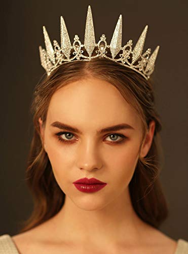 SWEETV Baroque Bridal Tiara para Mujeres, Tiaras Y Tiaras Y Coronas de Plata, Accesorios para Fiestas de Disfraces para El Baile de Cumpleaños de Halloween