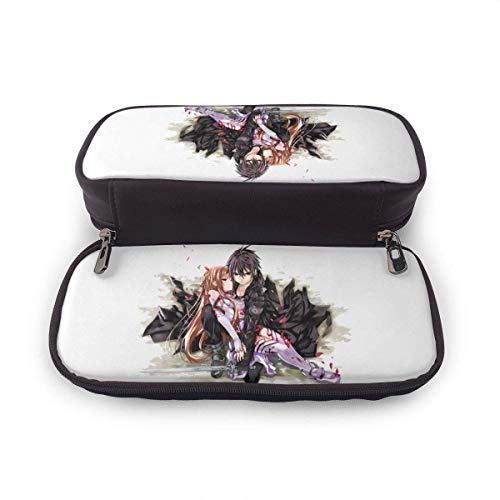 Sword Art Online Asuna Kirito Pencil Case, Large Capacity Pencil Cases/Pen Case/Pencil Bag Pouch with Multi Compartments for Boys and Girls