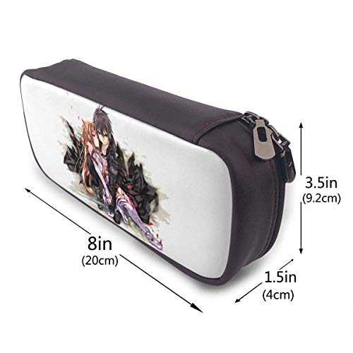 Sword Art Online Asuna Kirito Pencil Case, Large Capacity Pencil Cases/Pen Case/Pencil Bag Pouch with Multi Compartments for Boys and Girls