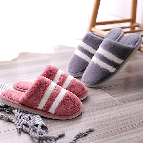 SWX-FlipFlop Zapatillas de Interior Fondo Duro Placa Media Pareja Masculina casa Interior cálido otoño e Invierno Pareja Zapatillas Cuero Rojo 36/37 Adecuado para 35/36 pies