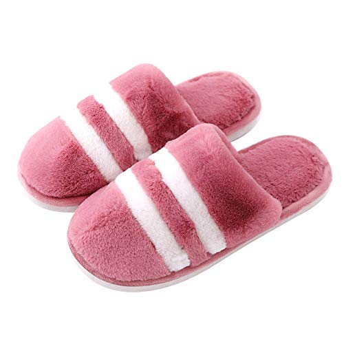 SWX-FlipFlop Zapatillas de Interior Fondo Duro Placa Media Pareja Masculina casa Interior cálido otoño e Invierno Pareja Zapatillas Cuero Rojo 36/37 Adecuado para 35/36 pies